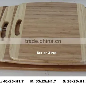 Set of 3 Rectangular Bamboo Cutting Board With Handle thumbnail-1