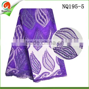 Fashion Royal Blue Embroidery French Lace Fabric 2016 African Tulle Lace for Wedding NQ195-4 thumbnail-3