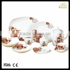 China Wholesale Latest Dress Designs47 Pcs Decal Porcelain Dinnerware Set thumbnail-5