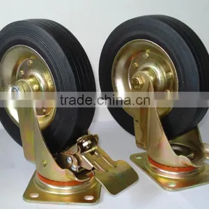 8" 200mm Swivel Rubber Wheels for Trash Bins thumbnail-1