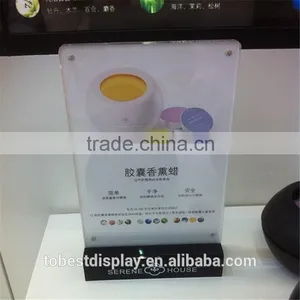 Custom Clear Acrylic Restaurant Table Menu Holder With Printing Black Base thumbnail-2