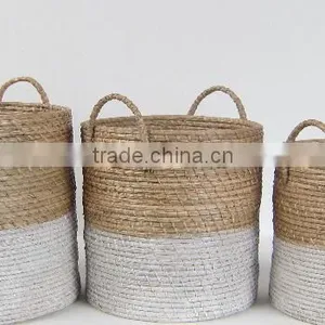 High Quality Best Selling 2016 Water Hyacinth Round Folding Laundry Basket thumbnail-1