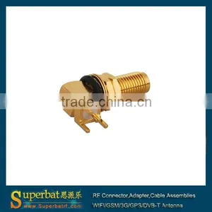 SMA Bulkhead Jack With O-ring RA Thru Hole PCB Mount Long Version thumbnail-1