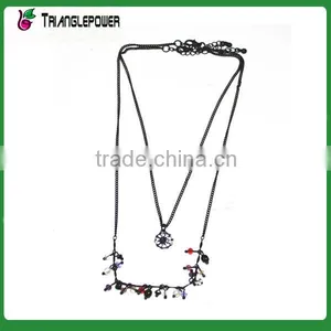 Fashion Metal Multi-layer Chain Necklace With Tassels and Rhinestones thumbnail-5