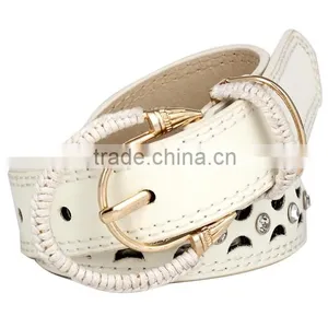 White Rhinestone Cheap Leather Female Belt SWF-15062931 thumbnail-2