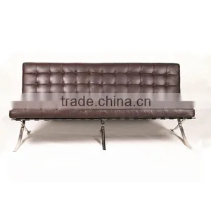Modern Leather Armless Sofa Barcelona Sofa 3 Seater thumbnail-2