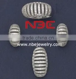 Italy Design Silver Jewelry Set, Micro Pave Setting, AAA Grade Cz, High Quality Rhodium Plated,silver Ring, Earings, and Pendant thumbnail-1
