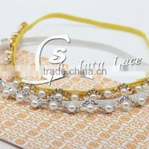 Factory Price!! Glitter Pearls Rhinestone Sash for Wedding Party / Ladies Luxury Wedding Dresses Belts Lady Dress thumbnail-4