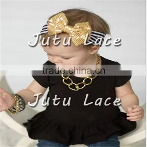 9 Colors in Stock Babies Headband Stripes Fabric, Sequin Bow Stripe Cotton Knot Headband Wholesale thumbnail-1