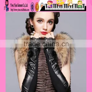 Sexy Lace Girls Long Gloves Leather Fur Girls Long Gloves thumbnail-1