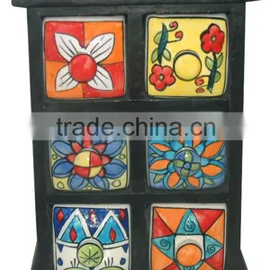 New Wooden Chest With Ceramic Drawers | Colored Ceramic Chest Drawer. thumbnail-1