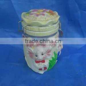 Ceramic Seal Jar With Embossed thumbnail-1