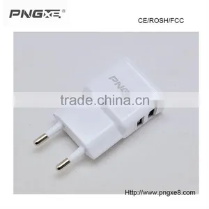 PNGXE 5V/2A Dual USB Ports Euro Male Plug Wall USB Charger Adaptor AD-101 thumbnail-1