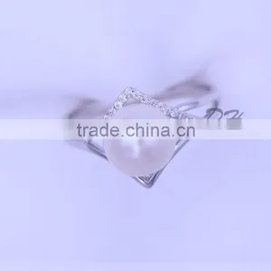 Cheap Rhinestone Freshwater Flat Pearl Ring Wholesale Price thumbnail-3