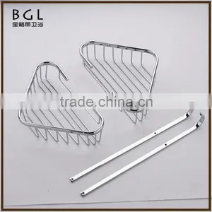 Classic-Style Simple Brass Chrome Finishing Wall Mounted Brassbathroom Accessories Double Corner Basket thumbnail-6