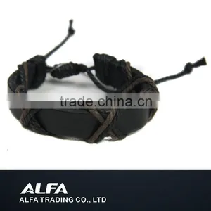 Leather Bracelet With Wax Rope thumbnail-1