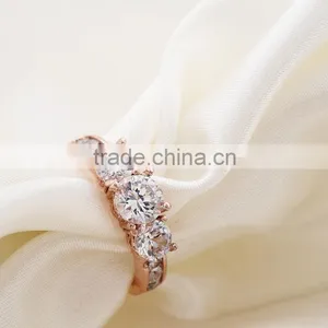Wholesale Latest Design Rings Rose Real Gold Alloy Zircon Jewellery Ring thumbnail-5