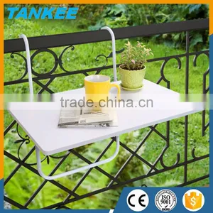 Universal Balcony Hanging Table Folding Adjustable Height Outdoor Dining White thumbnail-1