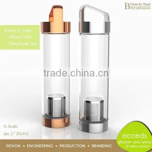Funky Handmade Heat-Resistant Tea Infuser Bottle Glass thumbnail-3