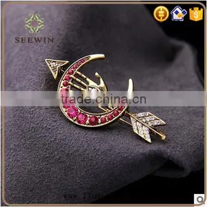 Moon Red Alloy Brooch Women thumbnail-1
