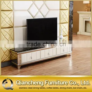 Good Price Stainless Steel Mobile Black Marble tv Stand thumbnail-1