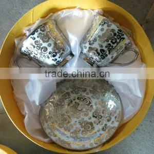 Porcelain&Ceramic Electric Plating Coffee Cup And Saucer thumbnail-1