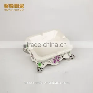 Smoking Clear Ashtray, Square Electroplating Ceramic Ashtray thumbnail-2