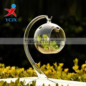 Hand Blown Hanging Clear Glass Globe With Glass Bracket thumbnail-1