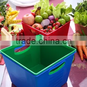 Wholesale Square Plastic Storage Basket With Handle/ Sundries Storage Basket With Handle thumbnail-3