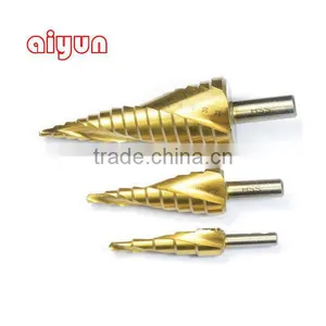 3pcs/set HSS Step Drill Bit Set Metric Spiral Flute Core Drill Bit Titanium Coated Cone Step Drill Bit Set Hole Cutter Round thumbnail-1