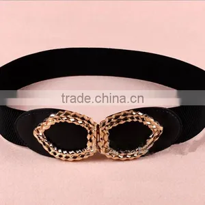 Wholesale Leaf Heart Pattern Alloy Buckle Elastic Sex Women Lady Waist Belt thumbnail-2