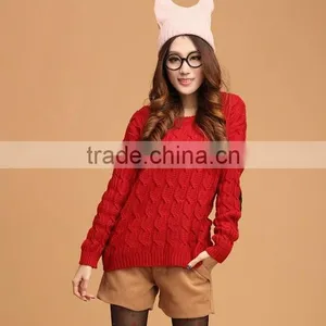Ladies Fashion Round Neck Long Sleeve Knit Pullover Sweater thumbnail-1