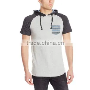 Hot-selling Custom Spandex/cotton Two Color Men's Short Sleeve Hoodie thumbnail-1