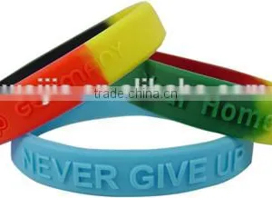 Customized Logo Personalized Promotion Embossed Silicone Bracelets thumbnail-1