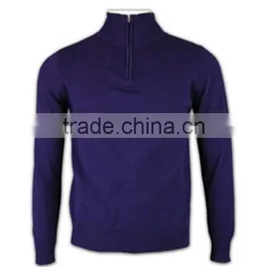 ISO9001/BSCI Manufature Purple Zipper Mens Blank Wool Sweater thumbnail-6