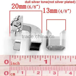 Bracelet End Bar Clasps With Slider For Leather Bracelet Halloween Skull Silver Tone Clear Rhinestone 25x15mm 13x13mm thumbnail-2
