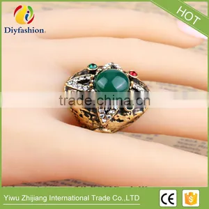 New Antique Rings For Women Fashion Accessories Antique Gold Green Stone Crystal Fine Finger Ring Female Jewelry thumbnail-6