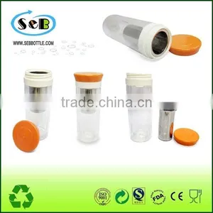 Wholesale BPA Free Heat-Resistant Sports Glass Water Bottle With Silicone Sleeve Tea Infuser thumbnail-5