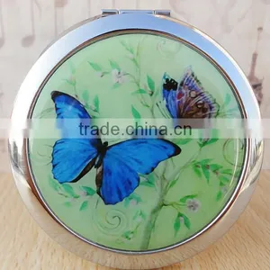7cm Round Cosmetic Purse Compact Makeup Handbag Mirror With Butterfly thumbnail-6