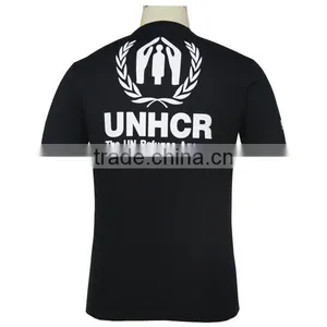 Silk Screen Printing Short Sleeve Black Scoop Neck T Shirt For Men thumbnail-3