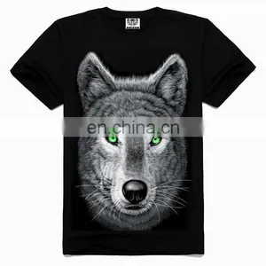 2017 Latest Design 3D Printed Fashion Wolf Cotton Men's Black T-shirt Clothing Wholesale thumbnail-1