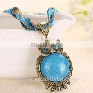 New Fashion 17 Color Owl Pendant Chain Necklace Chrismas Gift Jewelry thumbnail-5