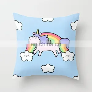 18 X 18 Inches Animal Pillow Case Cover Home Decor Square Linen Printed Waist Throw Unicorn Design Cushion Cover Wholesale thumbnail-2