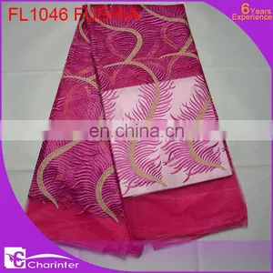 High Quality Lace Fabric Women Dresses FL1046 Fuchsia thumbnail-1