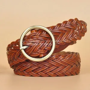 Wholesale Fashion Lady Suede Leather Custom Woven Belt for Women thumbnail-1