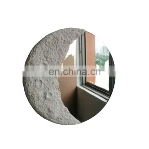 Handmade Gypsum Cement Sand Half Moon Mirror Set For Home Wall Hanging Mirror thumbnail-4