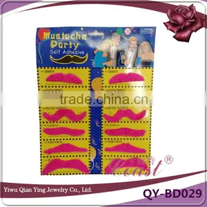 Artificial Pink Party Short Floss Moustache Beard thumbnail-1