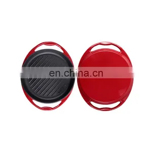 Enamel Cast Iron Korean Round Non-stick Griddle Bbq Grill Pan thumbnail-2