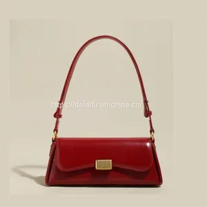 Female Classic Retro Leather Small Square Bag Single Shoulder Underarm Bag thumbnail-1