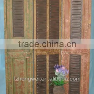3-Panels Folding Antique Brown Wooden Room Screens/Room Divider for Home Decor thumbnail-1